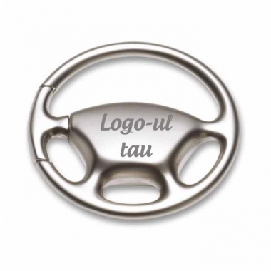 Breloc din metal in forma de volan personalizat